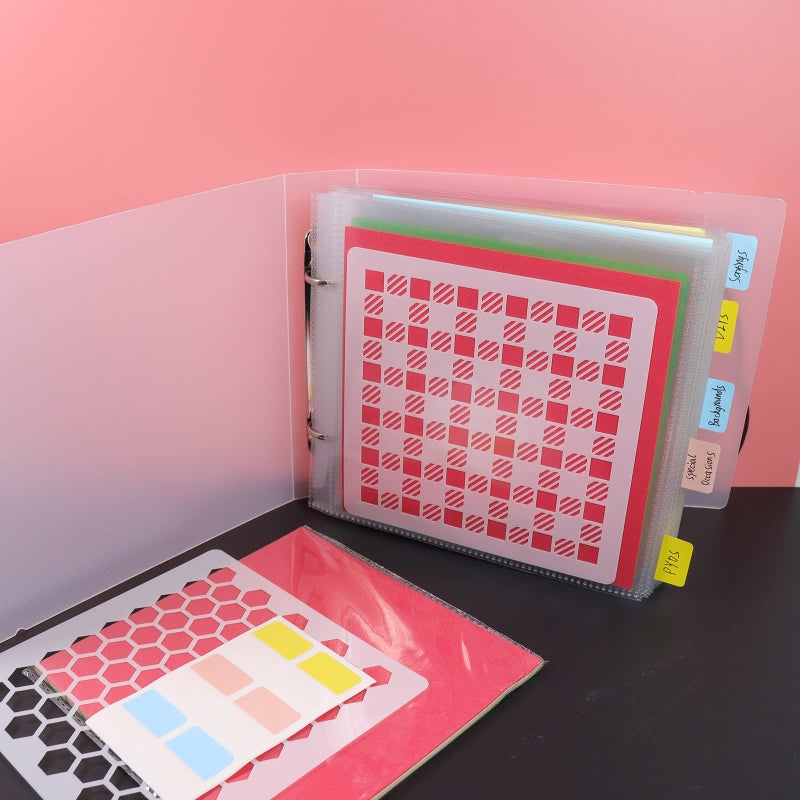 NEGEMEL Cookie Stencil Storage Binder Die Cut And Stamp Storage Folder Baking Stencil Organizer Scrapbooking Cutting Dies Stencil Storage Book Collections Case Organizer (2Pockets x 50Pages) - Image 1